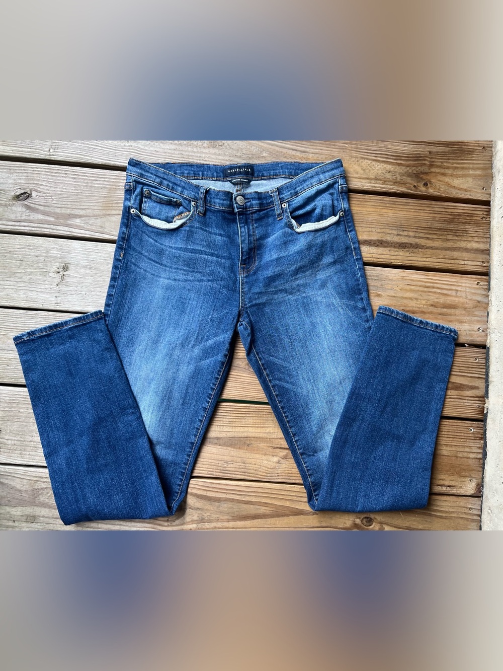 Aeropostale Low Rise Skinny Dark Wash Denim Jeans Size 16L - Picture 3 of 9